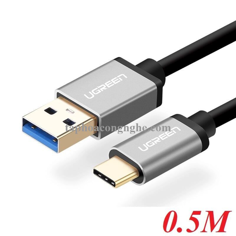 Ugreen 30532 0.5M màu Đen Cáp dữ liệu USB Type-C sang USB 3.0 truyền dữ liệu từ máy tính ra điện thoại US187 30030532